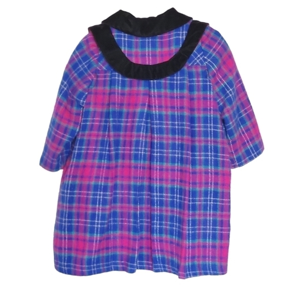 BK01 * Pop Star Girls Wool Blend Coat Blue Pink Size 1-2 Vintage - Picture 2 of 7